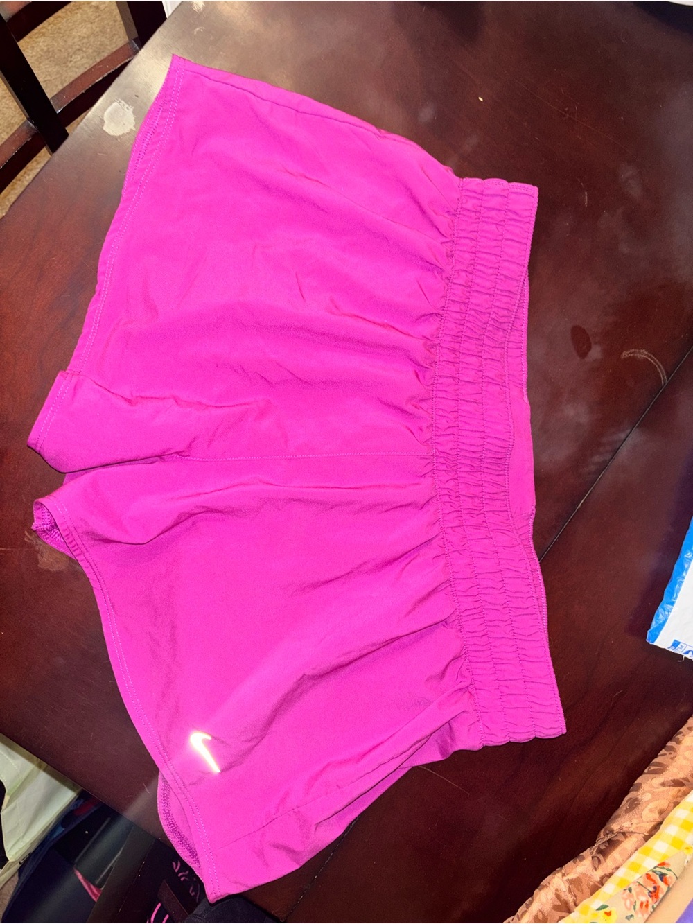 Nike Women's Bright Pink Smocked Waist Athletic Shorts